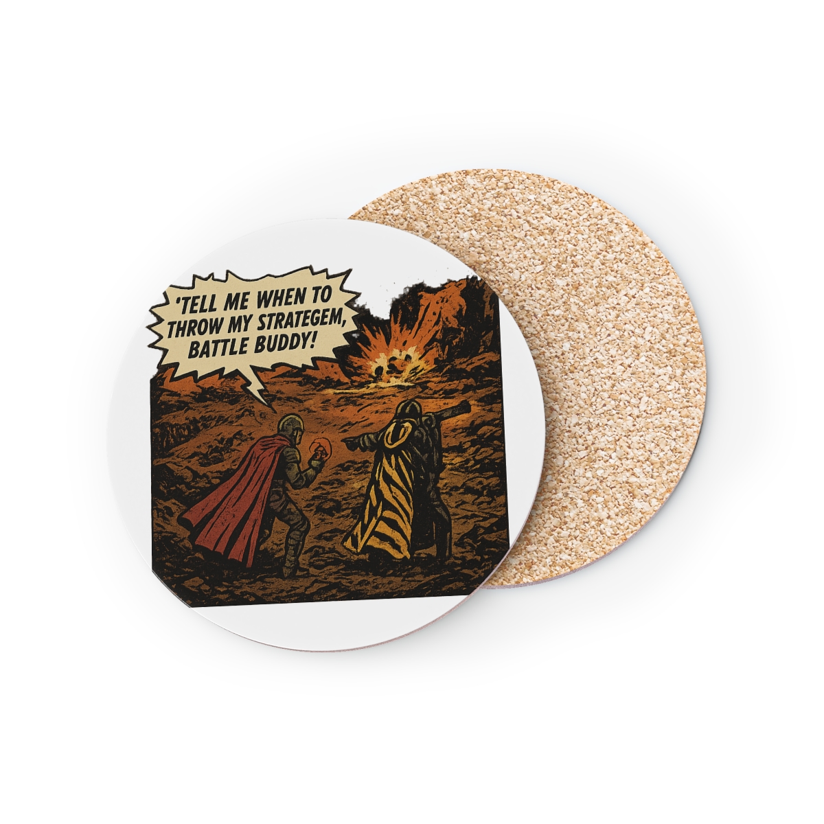 Comic Battlefield Scene Speech Bubble Coaster - Official Creator merchandise